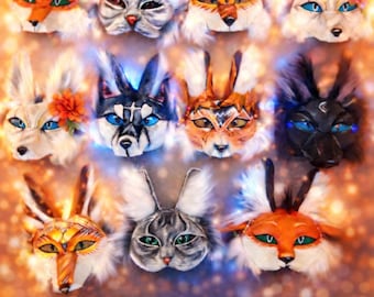 Máscaras Therian personalizadas – Todos los animales / Máscara de zorro, liebre, coyote, lobo, gato, guepardo, lince, cosplay, recuerdo coleccionable, regalo, disfraz para ti