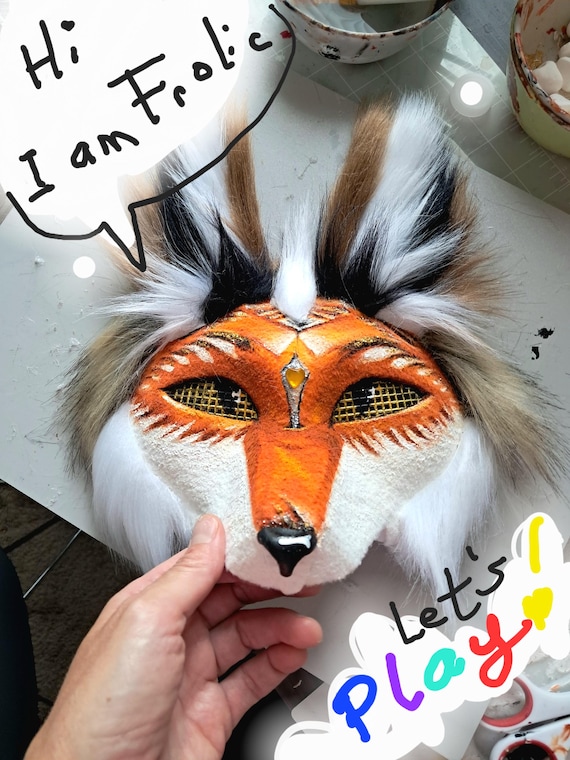 手作りカスタム獣人マスク – 森の獣人キツネマスク、ハッピーヘア