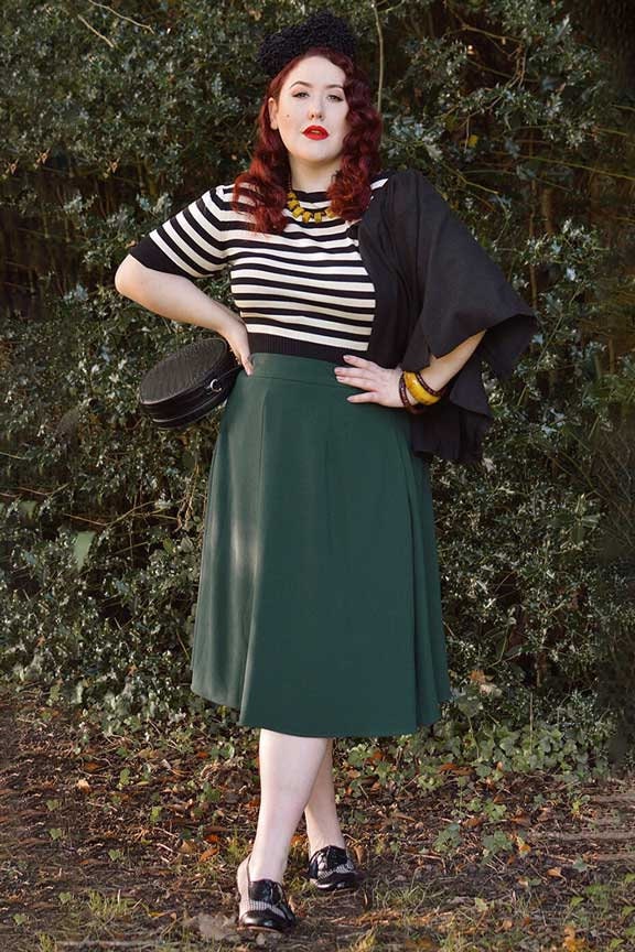 1940s Whirlaway Skirt - Racing Green