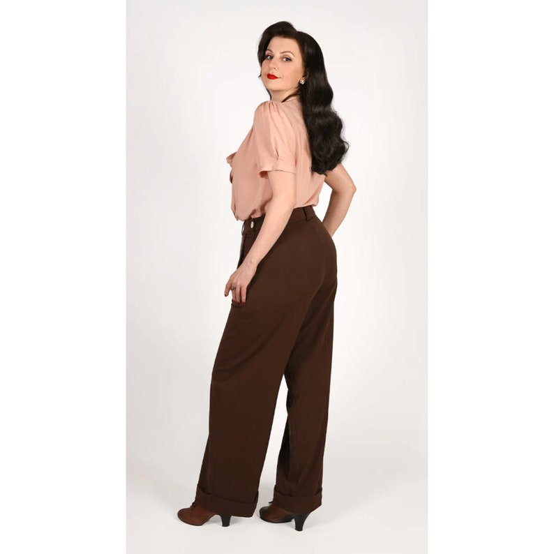 1930s and 40S High Waist Wide Leg Trousers In Brown image 5