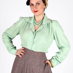 Gene Long Sleeve Blouse in Mint