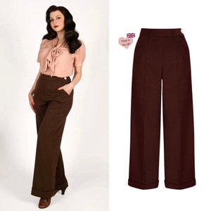 1930s and 40S High Waist Wide Leg Trousers In Brown image 1