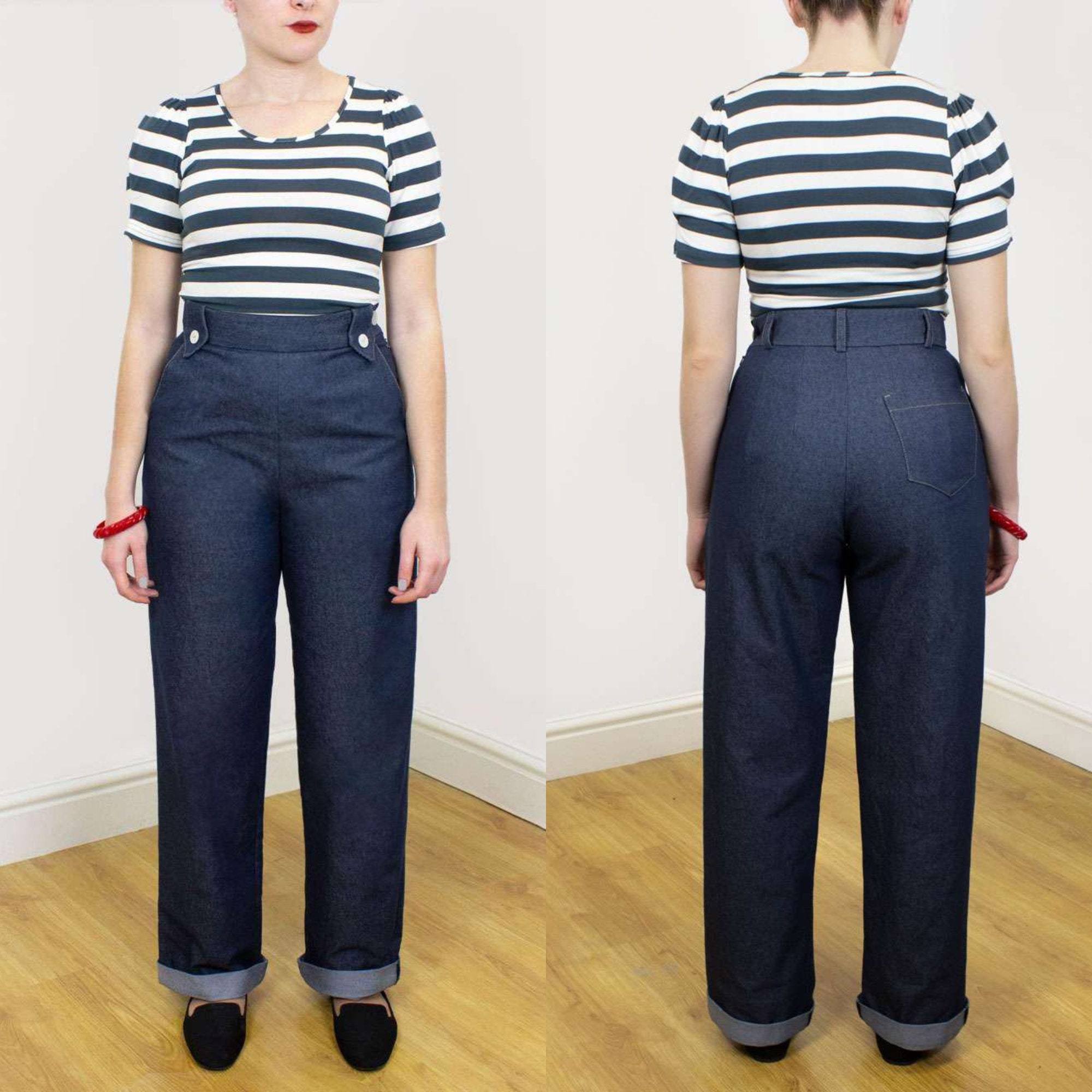 Vintage 1940s and 50s Western Style Monroe Trousers in Denim