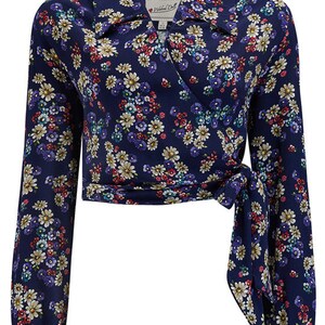 Grace Wrap Blouse In Navy Daisy