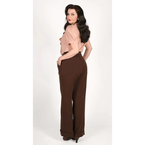 1930s and 40S High Waist Wide Leg Trousers In Brown image 4