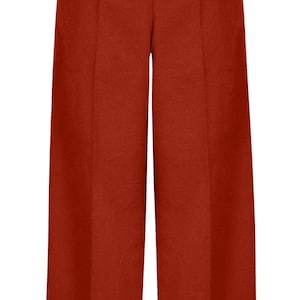 Pantalon classique des années 1930-1940, taille haute et jambes larges, couleur rouille