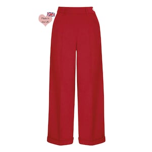 1930er und 40er Jahre Klassische Hose mit hoher Taille und weitem Bein in Rot
