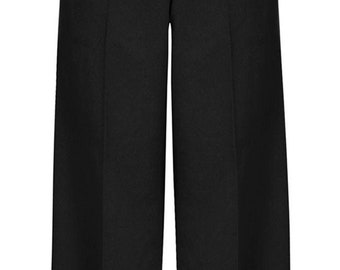 Short 1930s and 40s Classic High Waist Wide Leg Trousers in Black