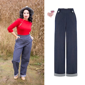 Vintage 1940s and 50s Western Style Monroe Trousers in Denim