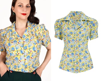 Gene-blouse in gele hortensia