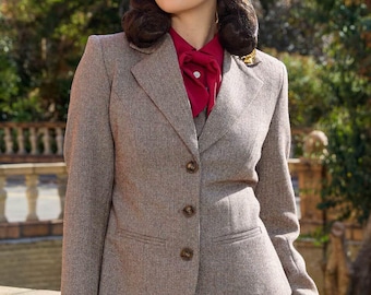 Ingrid Herringbone Jacket in Brown