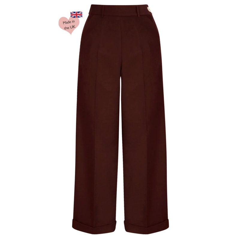 1930s and 40S High Waist Wide Leg Trousers In Brown image 2