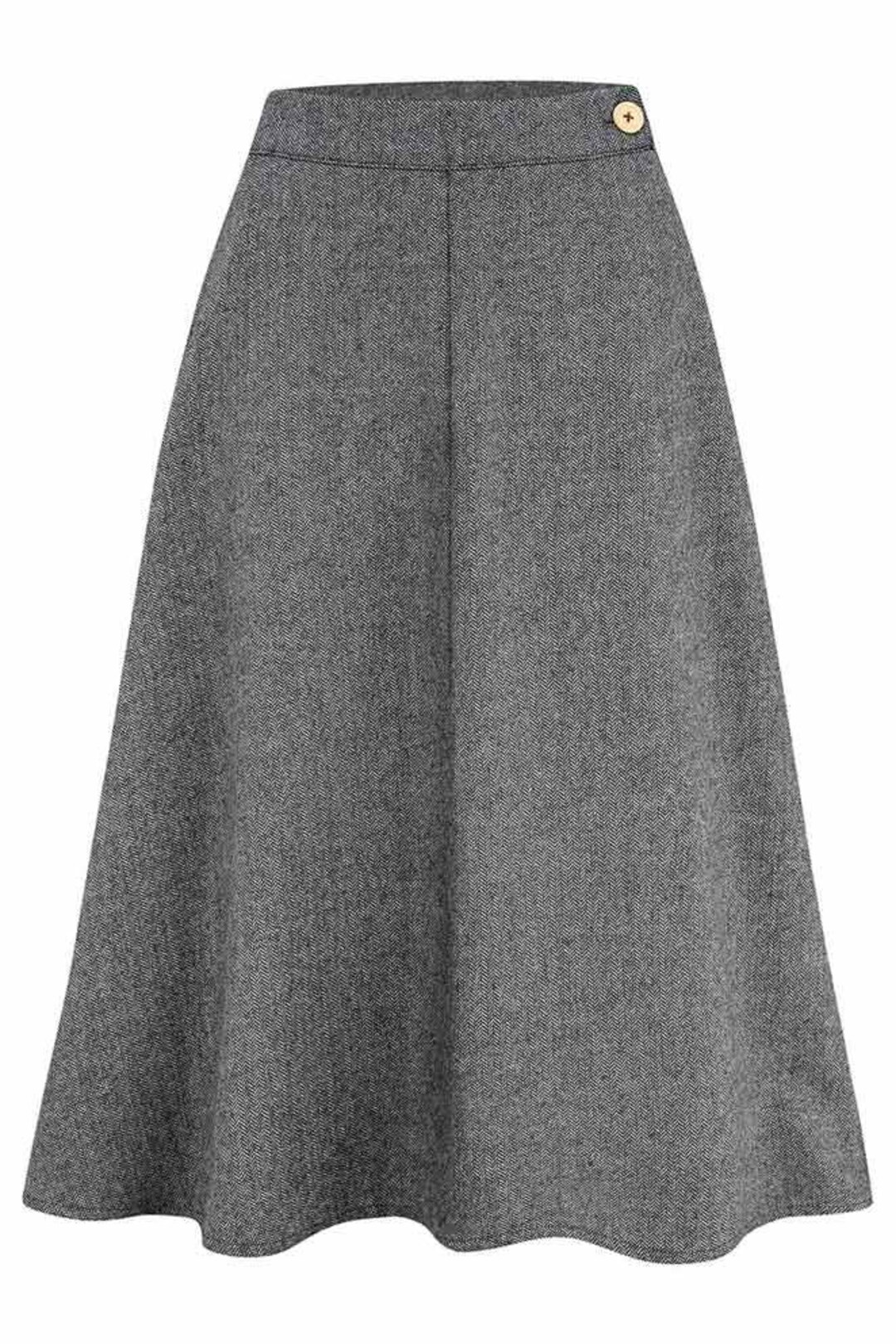 XXS/XS | 1940s Style Grey-Green Linen Cotton Skirt