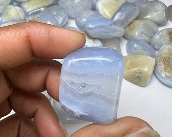 Blue Lace Agate Tumbled Stones AAA Quality Healing Crystals in pack sizes of 1,2,3,4,5,6 and 10 Pieces