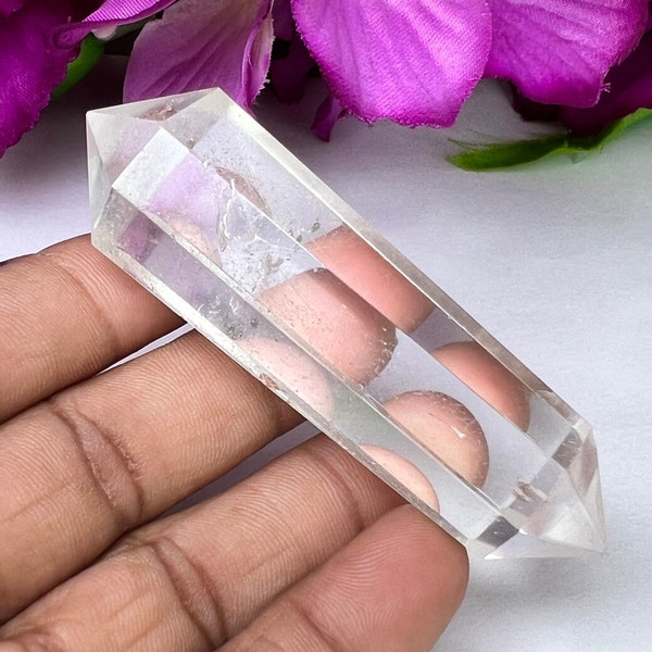 Precisely 8 Sided Faceted High Quality Tibetan Himalaya Crystal Quartz Double Terminted  Point Quartz Vogel Spiritual Reiki Healing Stone