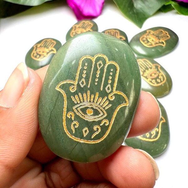 Green Jade Hand Of Hamsa Zibu Symbol Healing and Maditation, Spiritual Gifts