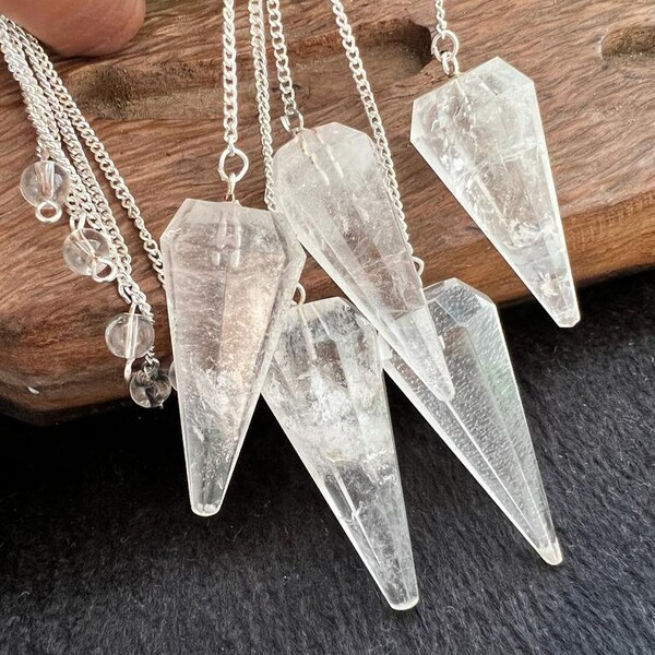 Himalya – pendule à Quartz en cristal, pierre précieuse, pendule de radiesthésie, chaîne attachée, guérison en cristal Reiki