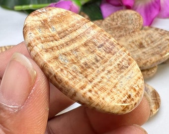 Brown Aragonite Stone Oval Shape Worry Stone for Crystal Healing And Meditation - Pocket Palm Stone - Thumb Stone One (1) Piece