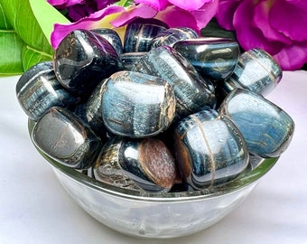 Hawk's Eye Blue Tiger eye Tumbled Stones AAA Quality Healing Crystals in pack sizes of 1,2,3,4,5,6 and 10 Pieces