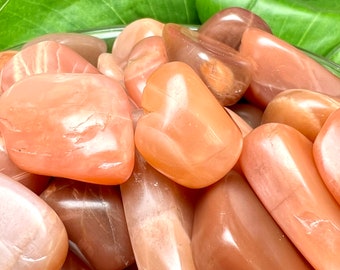 RED ORANGE Moonstone Tumbled Stones Healing Crystals in pack sizes of 1,2,3,4,5,6 and 10 Pieces Quality AAAAA +++++