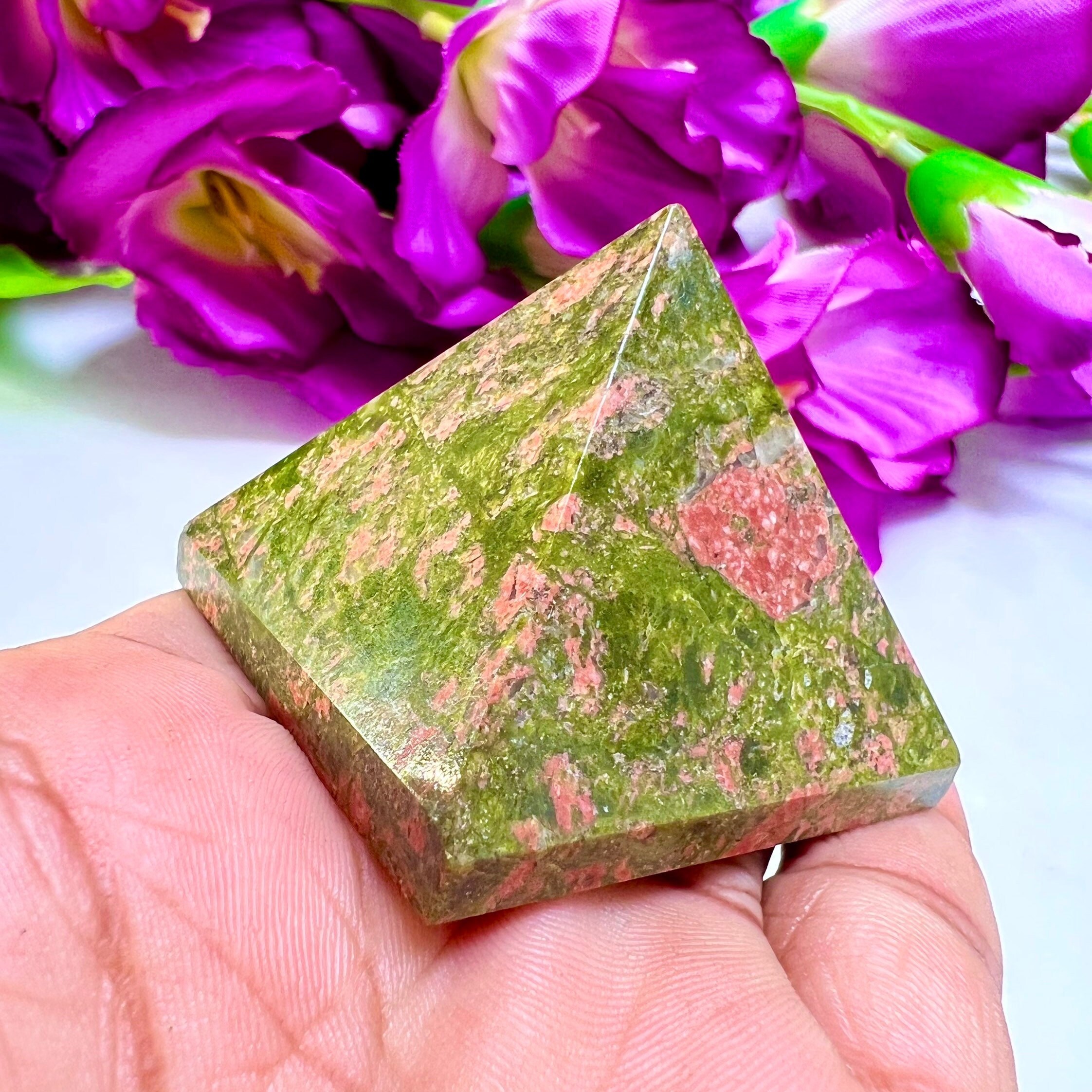 Unakite Jasper Natural Stone Pyramid Reiki Crystal Healing 35 Etsy