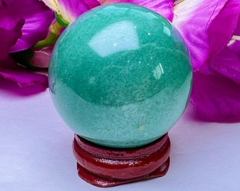 40 mm Green Jade Stone Spheres Crystal Ball Orb Pocket Stone Meditation Space Crystal Grid With wooden Stand