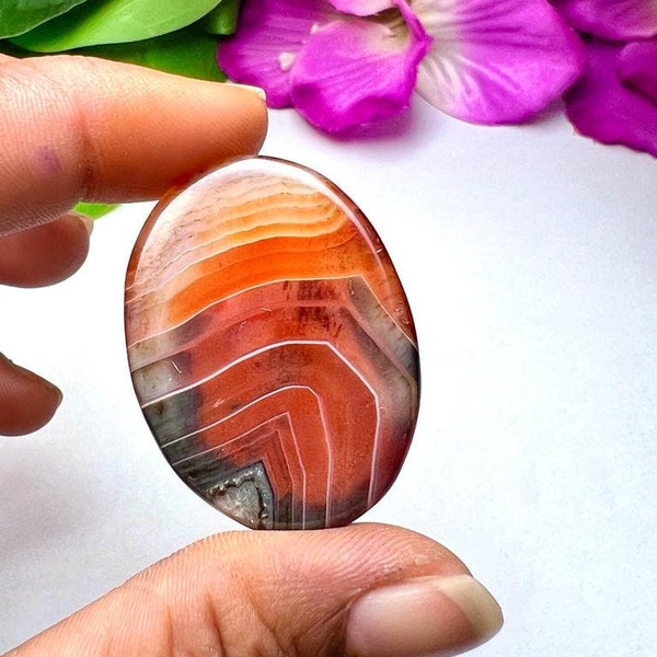 Sardonyx Stone Oval Shape Worry Stone for Crystal Healing And Meditation - Pocket Palm Stone - Thumb Stone One (1) Piece