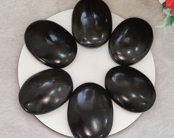 Black Obsidian Oval Shape Worry Stone for Crystal Healing And Meditation - Pocket Palm Stone - Thumb Stone One (1) Piece
