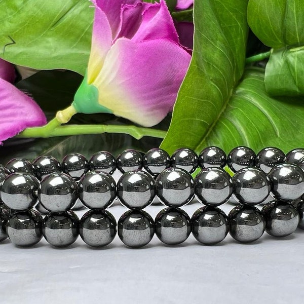 Magnetite Stone Round Beaded Bracelet 6 MM 8 MM 10 MM Stretch Bracelet