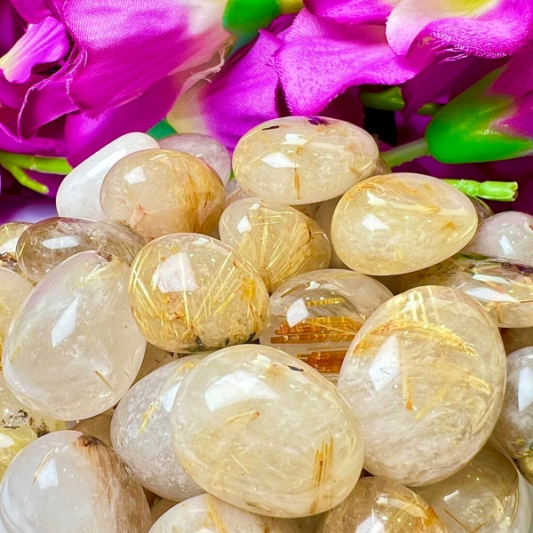 Golden Rutile Tumbled Stones Healing Crystals in pack sizes of 1,2,3,4,5,6 and 10 Pieces Quality AAAAA +++++