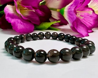 Apache Tears Stone  Round Beaded Bracelet 8 MM Stretch Bracelet