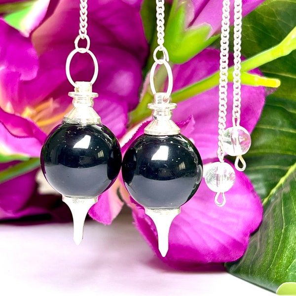Rainbow Obsidian Stone Ball Pendulum Gemstone Dowsing Pendulum Chain Attached Reiki Crystal Healing