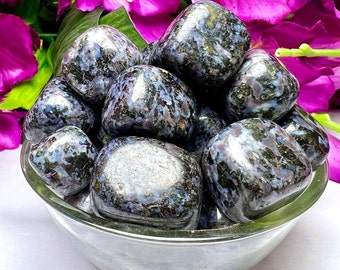 Mystic Merlinite Stone INDIGO GABBRO stone Tumbled Stones Healing Crystals in pack sizes of 1,2,3,4,5,6 and 10 Pieces Quality AAAAA +++++