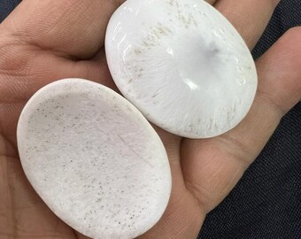 Scolecite Oval Shape Worry Stone for Crystal Healing And Meditation - Pocket Palm Stone - Thumb Stone One (1) Piece