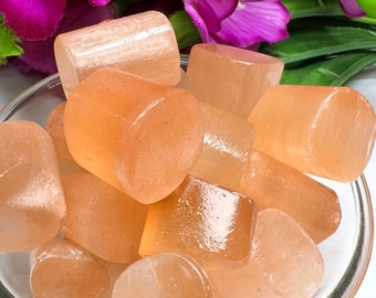 Orange Selenite Tumbled Stones Healing Crystals in pack sizes of 1,2,3,4,5,6 and 10 Pieces Quality AAAAA +++++