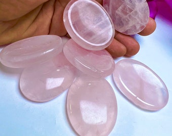 Rose Quartz Oval Shape Worry Stone for Crystal Healing And Meditation - Pocket Palm Stone - Thumb Stone One (1) Piece