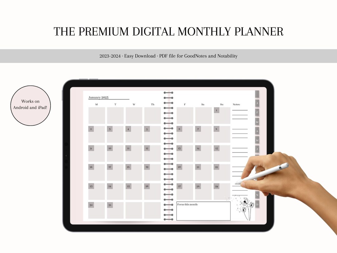 The Premium Digital Monthly Planner, iPad Planner, Goodnotes Planner