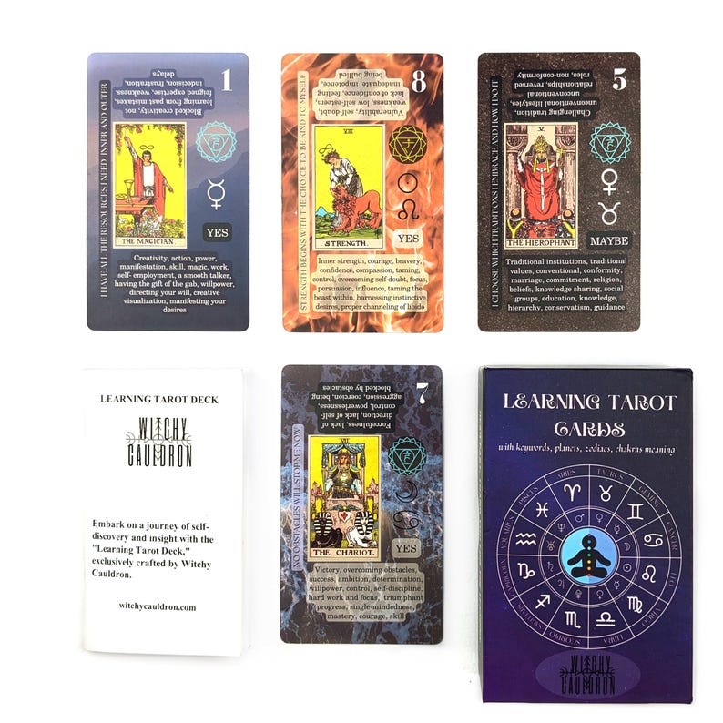 Beginner Tarot Deck, Keyword Meanings, Chakra, Zodiac image 12