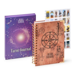 Journal d'apprentissage et agenda du tarot du chaudron sorcière : informations quotidiennes, autocollants, phases de la lune et guide astrologique