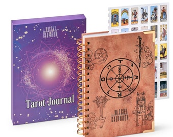 Diario y planificador de aprendizaje del Tarot del Caldero de Brujas: información diaria, pegatinas, fases lunares y guía de astrología