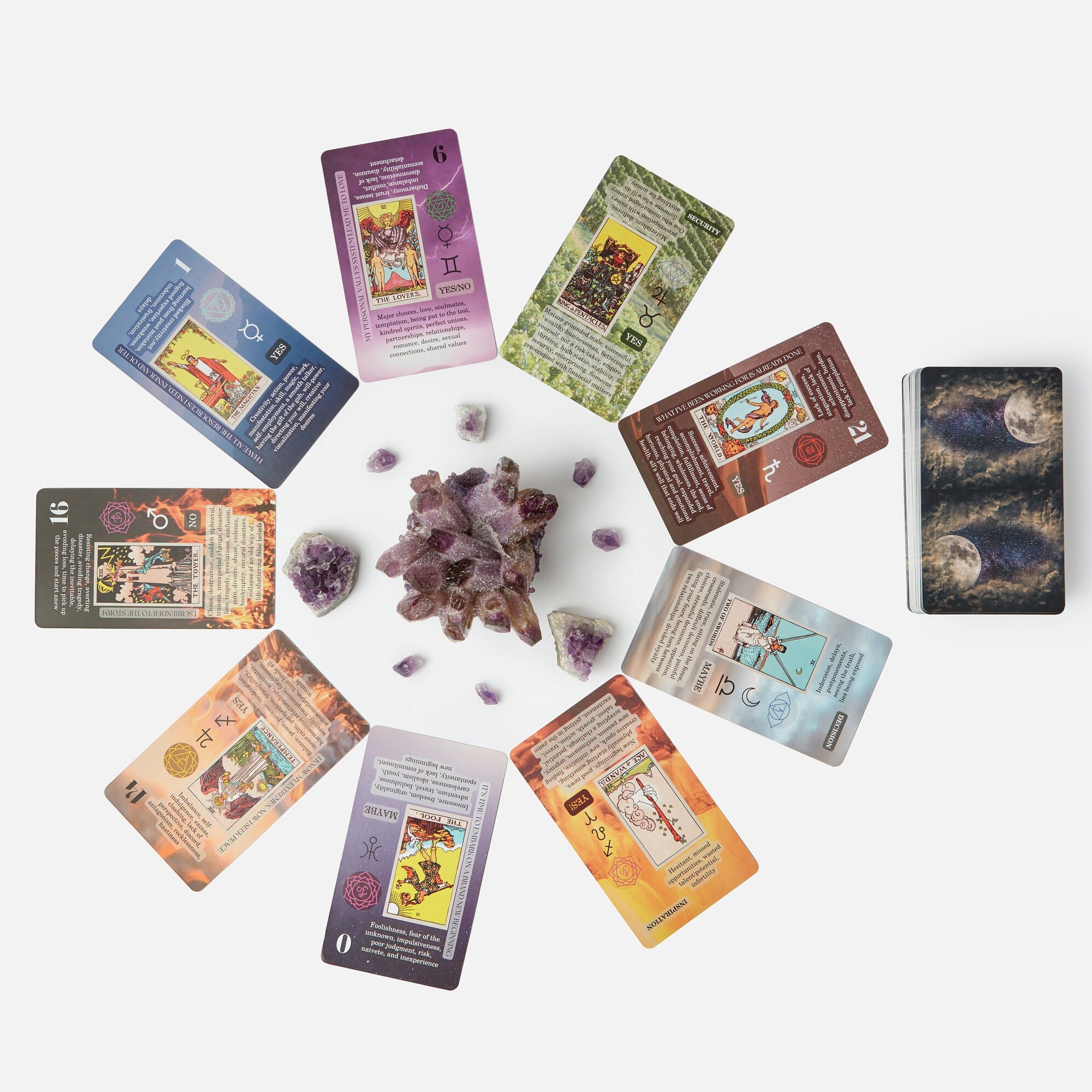 Baraja de cartas de tarot con significados en ellos, baraja de cartas de  tarot para principiantes con guía y mantel de franela de tarot, herramienta  de adivinación : : Juguetes y juegos