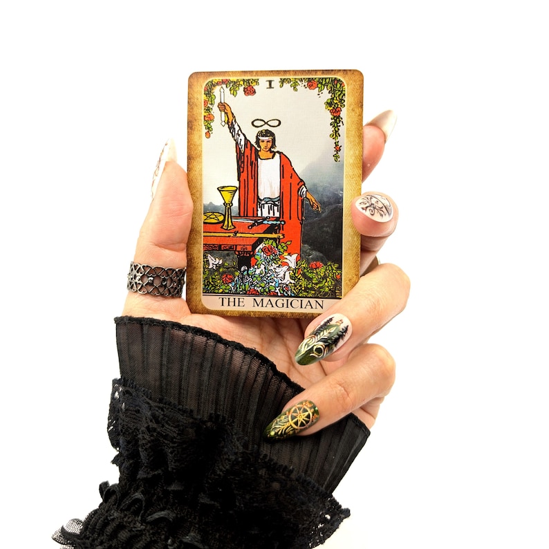 Pocket Rider Waite Oracle Set with Guidebook, Vintage Mini Tarot Cards Deck, Witchy Cauldron Travel Tarot for Beginners Tiny Tarot Kit to go zdjęcie 6