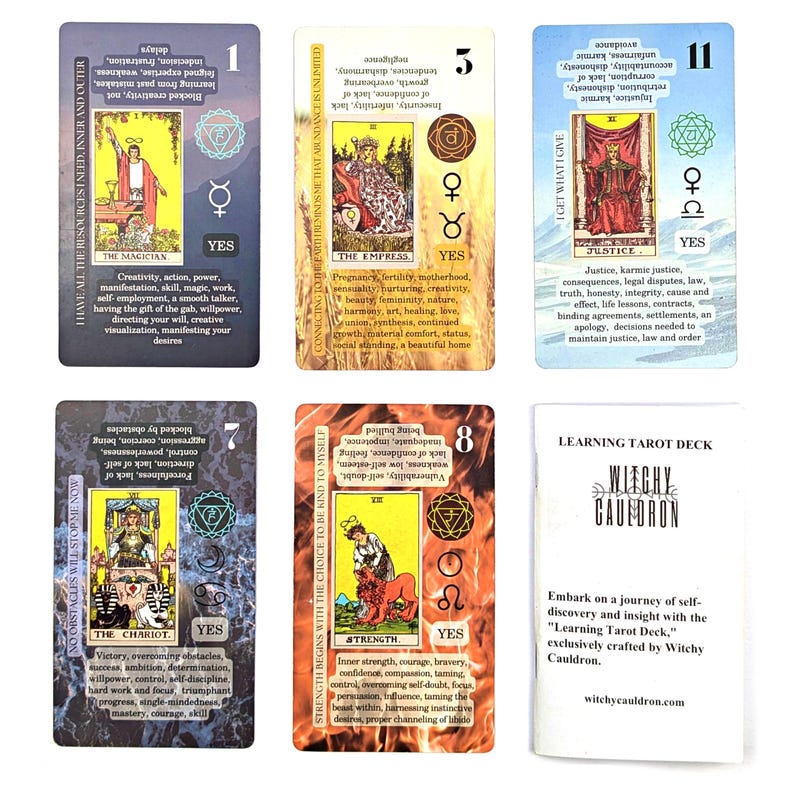 Beginner Tarot Deck, Keyword Meanings, Chakra, Zodiac image 14