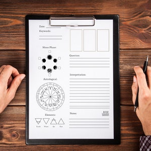 Dziennik Tarota Wydrukuj PDF Pobierz Rozkłady Ćwiczenia Arkusze czytania kart w dzienniku Arkusze ćwiczeń Astrologia Codzienna faza księżyca Elementy Śledzenie nastroju