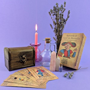 Baraja de Tarot Marseille en Español | Illustrated Tarot Deck for Beginners with Meanings for Easy Interpretation
