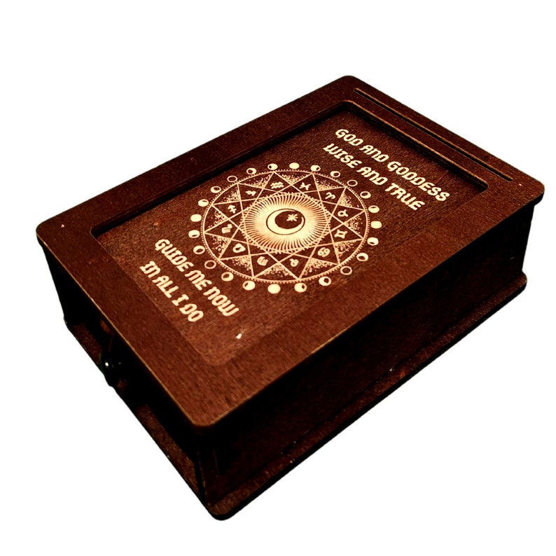 Tarot Card Holder Deck Box With Slide Top Wood Stand Wooden Etsy