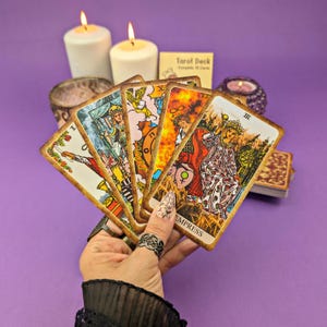 Classic Rider Waite Tarot Cards Deck with Guidebook – Witchy Cauldron Vintage Tarot Deck