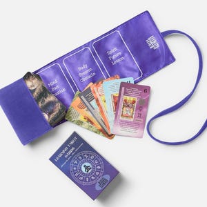Beginner Tarot Deck, Keyword Meanings, Chakra, Zodiac Lavander+tarot cards