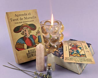 Spanish Marseille Tarot Deck: 78 Cards with Meanings in Español