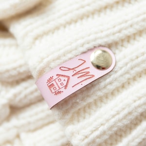 Custom Faux Leather Rivet Labels: Narrow No Sew Knitting Tags